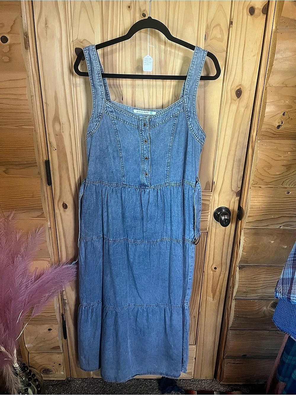 Given Kale Blue Denim Maxi Dress Size Medium